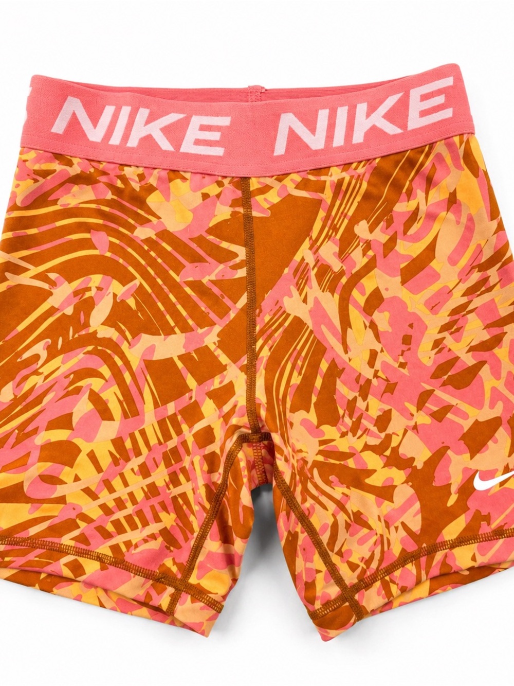 Nike Pro Girls XL Dri-FIT Compression Shorts Pink Orange Camo